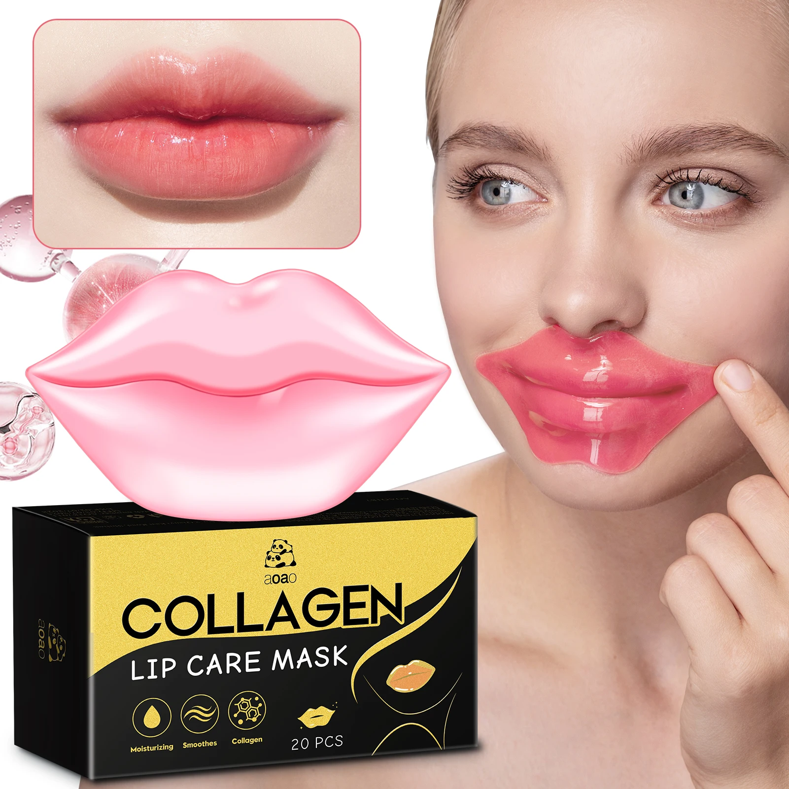 قناع الشفاه بحمض الهيالورونيك لترطيب الشفاه المغذي والترطيب مع رائحة الورد لمنع التشققات. #1