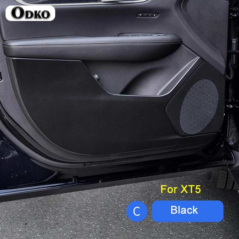 

Interior Accessories Leather Carbon Fiber Sticker Door Anti Kick Cover Protection Mat For Cadillac CT4 XTS XT5 XT6 ATSL CT5 CT6