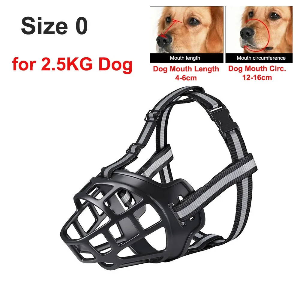 Bozal Ajustable Anti-Mordidas para Perro, Permite Beber Agua, con Tira Reflectante, Protector Bucal de Plástico Transpirable para Perro