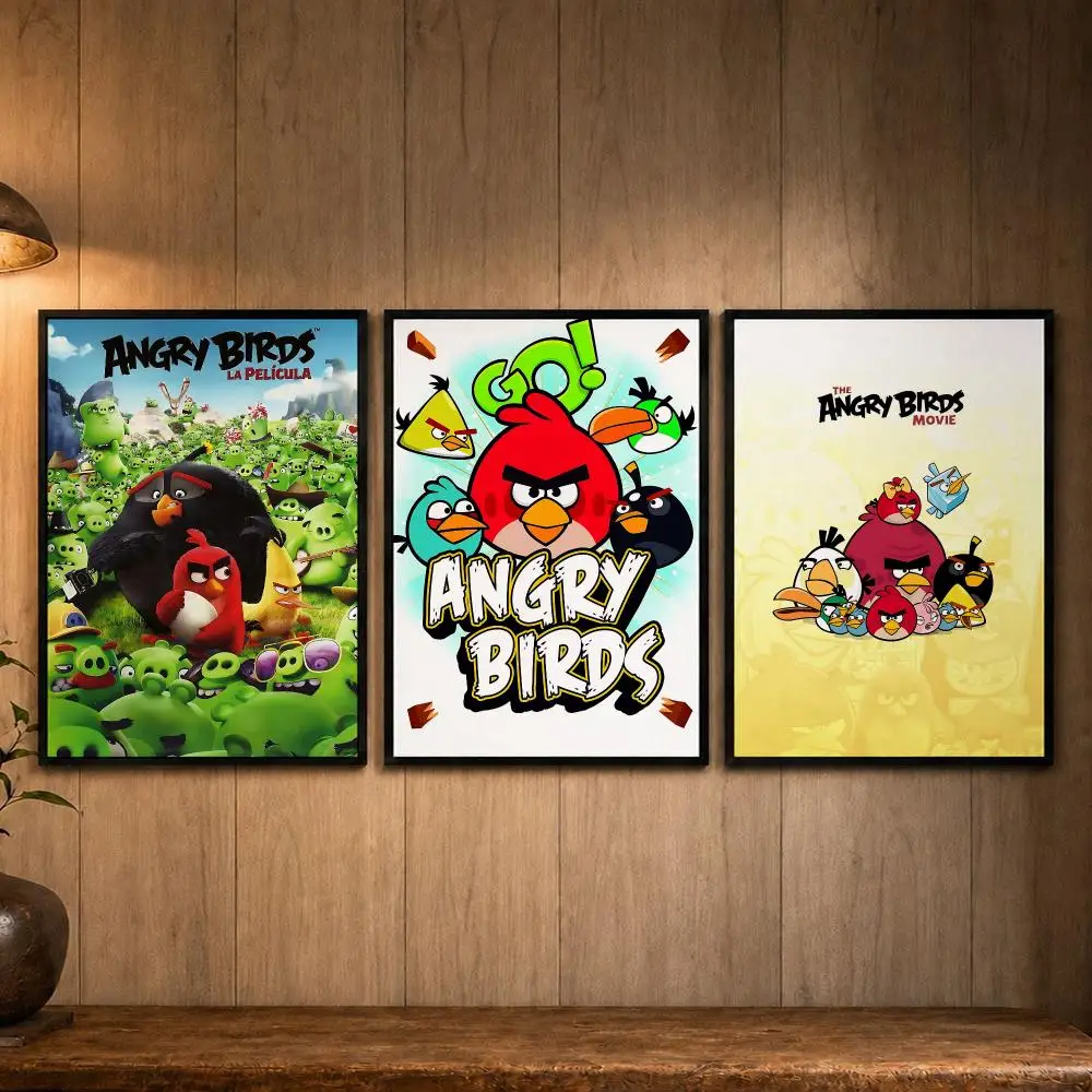 Eye-catching Movie T-The Angry Birds MovieS Poster Self-adhesive Art Poster Decoracion Painting Wall Art White Kraft Paper Home