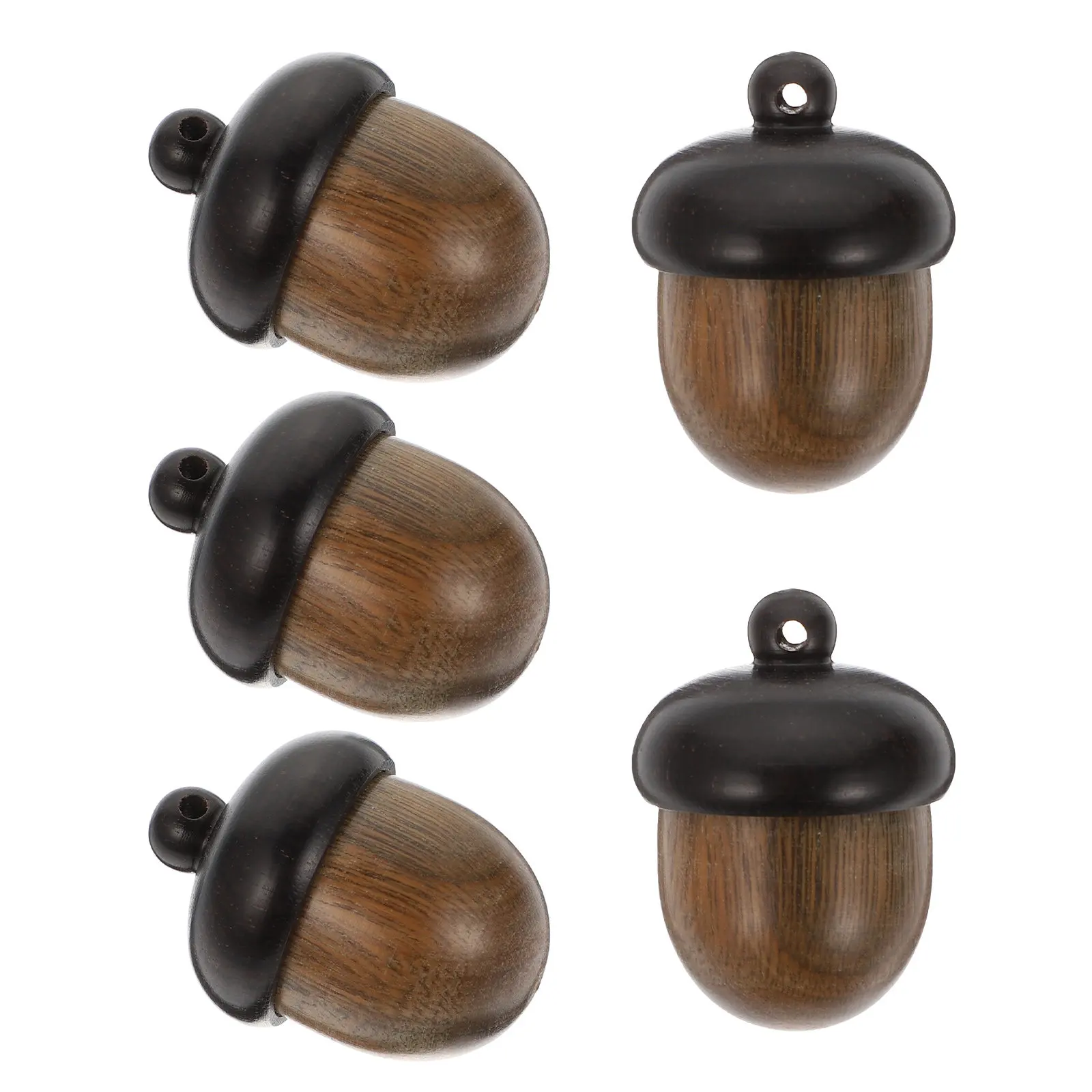 5 piezas de dijes de madera con forma de bellota, colgantes de nuez desmontables para la fabricación de joyas DIY, decoración artesanal con temática de otoño y Navidad