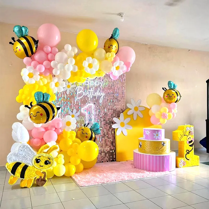 Cartoon Kleine Biene und Freunde Folienballons Bogen-Girlanden-Set Latexballons Zahlenballons Geburtstag Babyparty Geschenke