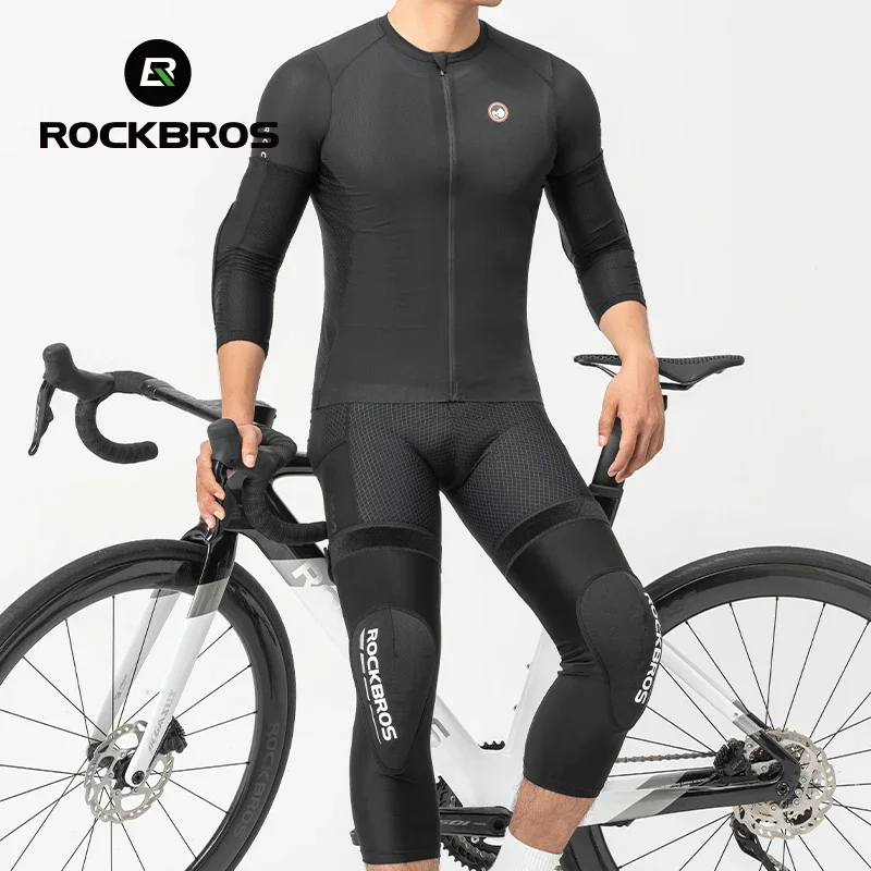 ROCKBROS ginocchiere gomitiere ginocchiere sportive basket ciclismo moto ispessimento di grandi aree protezione elastica del ginocchio regolabile