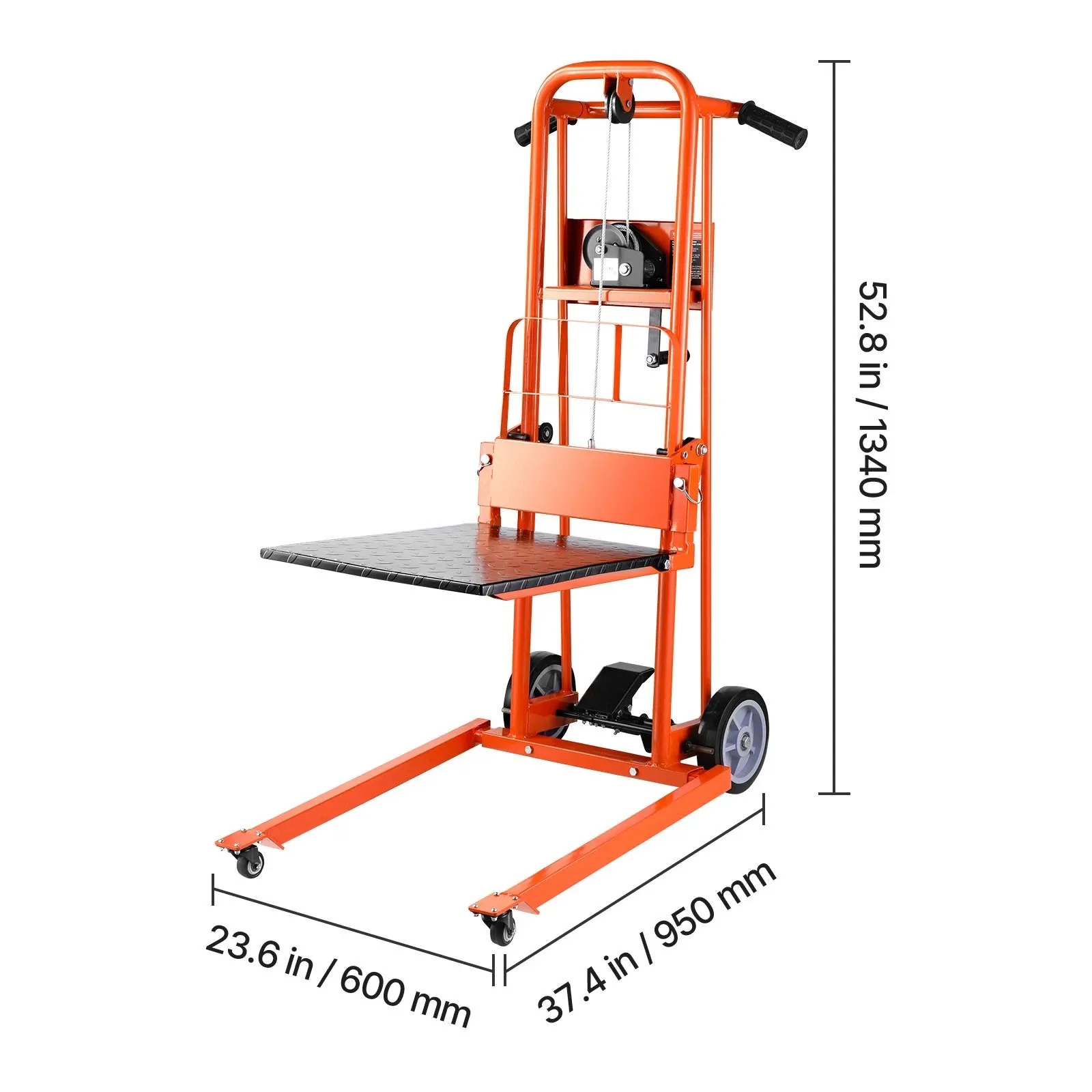 

Steel Material Industrial Lifting Winch Stacker Crane 330 Pound Capacity 2 Pallet Truck 42.9 Inch Elevator Restaurant Retail