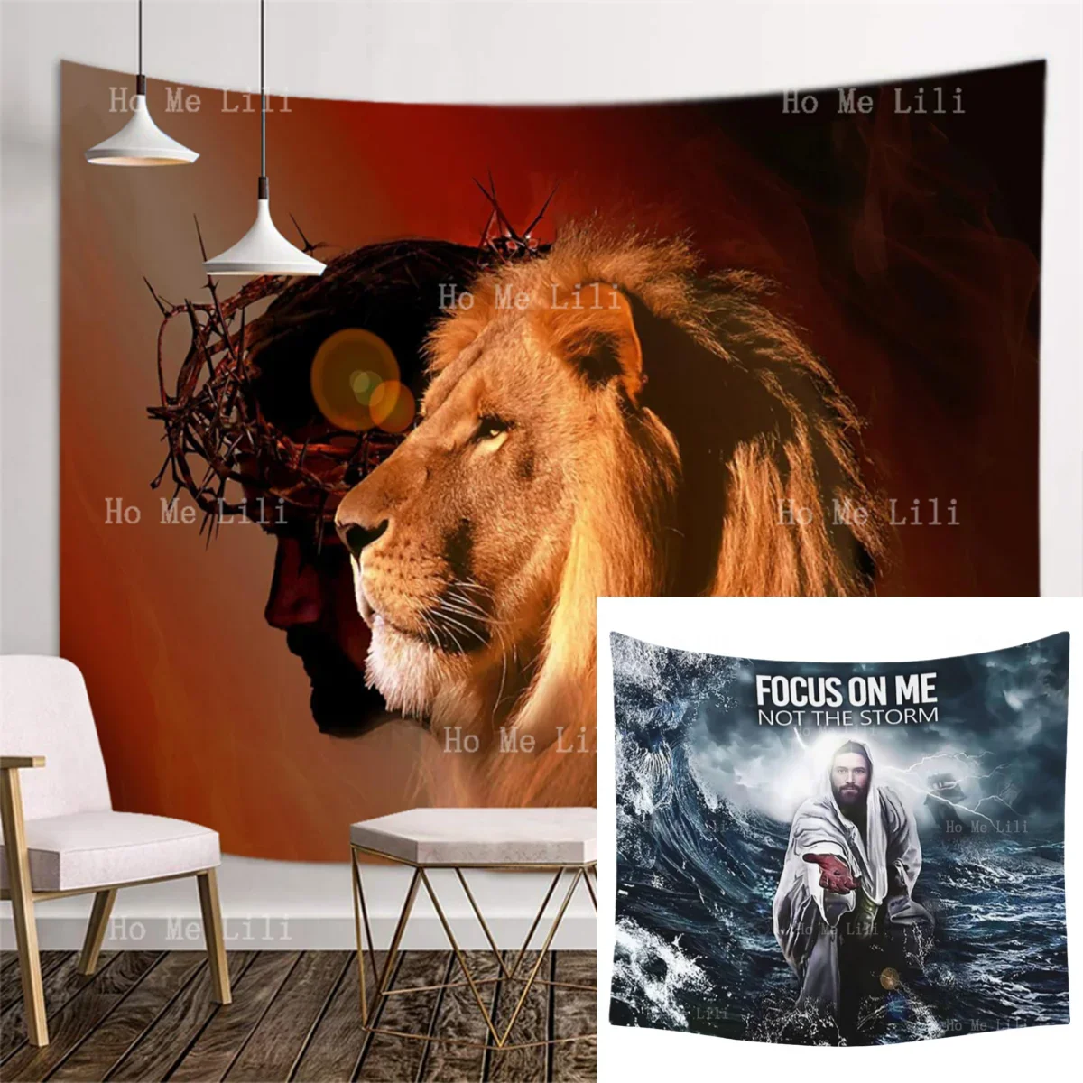 Jesus Christ And Judas The Lion Catch Me Instead Of The Wind And Rain Give Me Your Hand Tapestry For Livingroom Decor