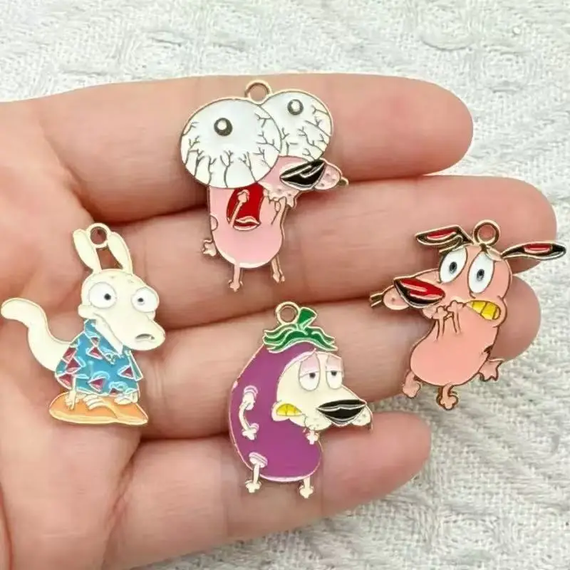 10pcs anime cartoon cute Charm for Jewelry Making Enamel Necklace Keychain Phone Pendant Diy Accessories Alloy Metal Gold ﻿
