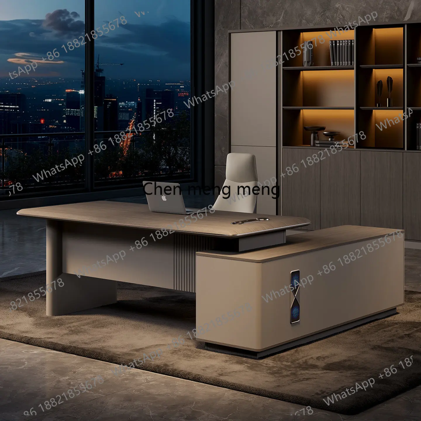 

Легкий роскошный офисный стол с простой отделкой под дерево, высококачественный комплект стола и стула для руководителя, большой рабочий стол, офисная мебель.
