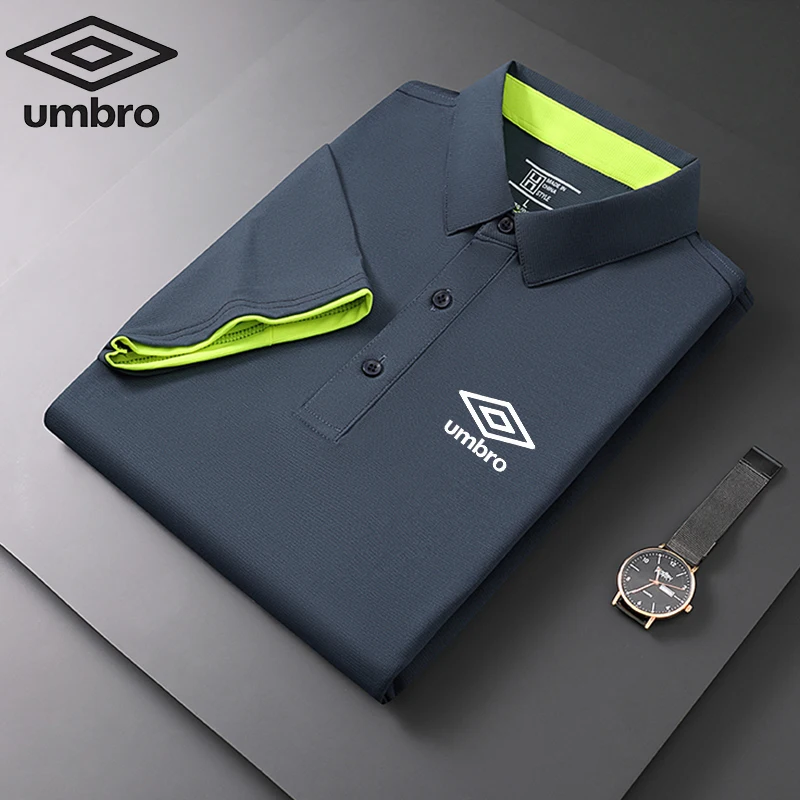 Embroidered Umbro New Summer Polo Shirt High Quality Men's Short Sleeve Breathable Top Business Casual Polo-shirt for Men