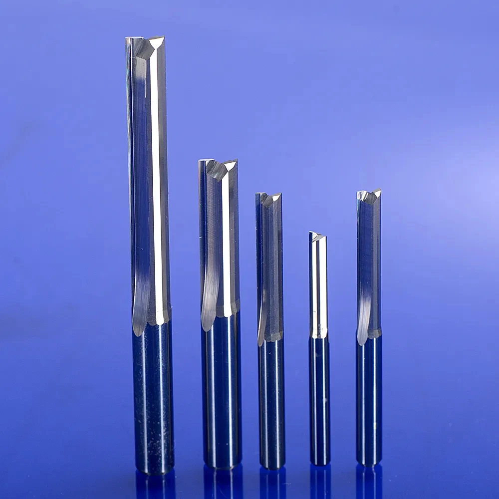 Biaonu Wood End Mill Tools 3.175/4/5/6/8/10mm Tungsten Carbide 2 Flutes Straight Slot Milling Cutter CNC Engraving Router Bit