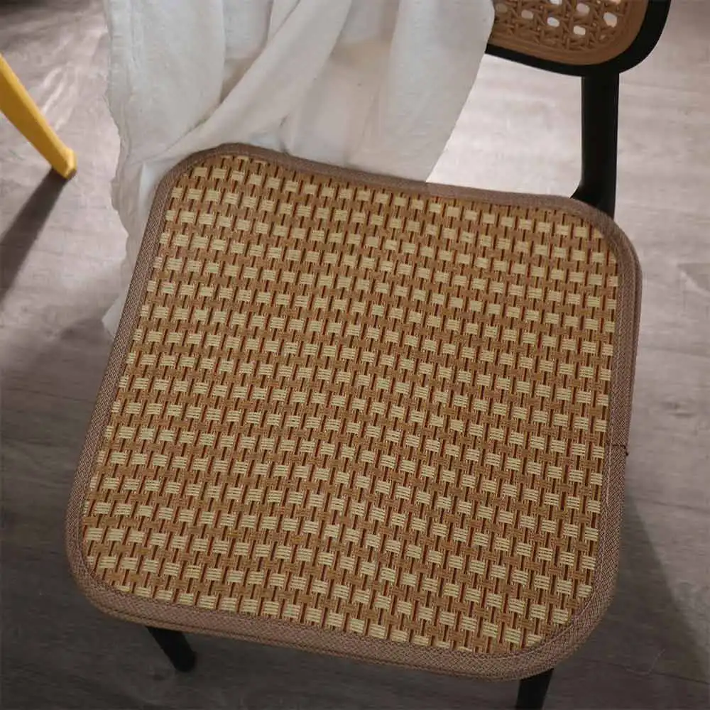 4 Piece Non-slip Rattan Cooling Seat Cushion Quick-drying Square Summer Chair Pad Natural Materials Breathable Car Chair Cushion