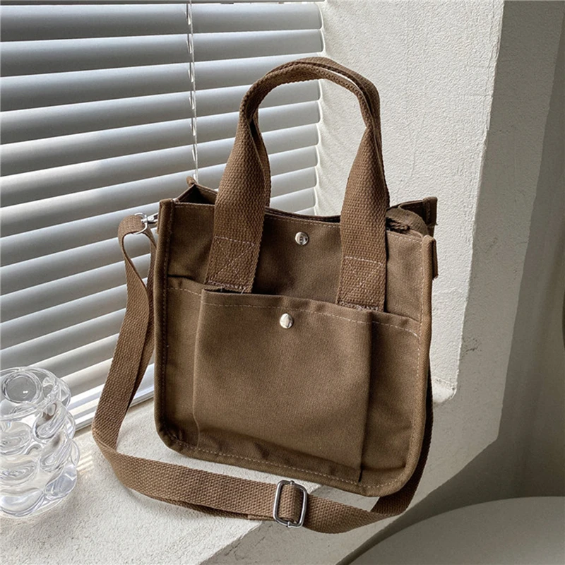 Bolsos cruzados de lona para mujer, bolsos de hombro de gran capacidad, duraderos, fáciles de combinar, portátiles, minimalistas