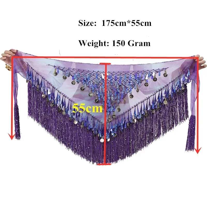 Waist Chains Sequined For Belly Dance Hip Scarf Tassel Triangular Waist Scarf Clothing Belt For Latin Dance