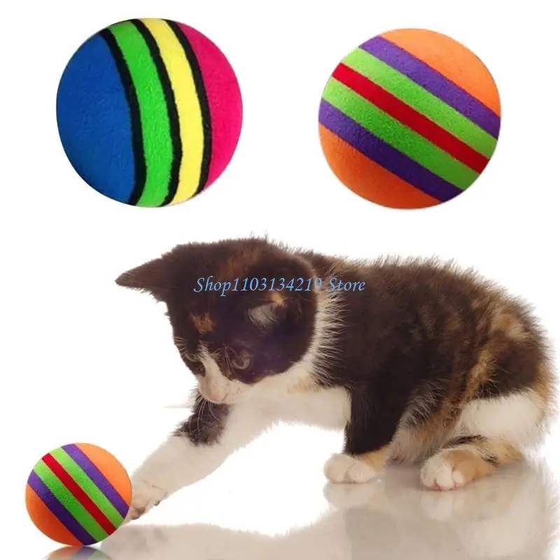 N5KC Cats Kitten Practice Balls Activity Cats Dog Funny for Play Chewing Training Interactive Balls Colorful Rainbow