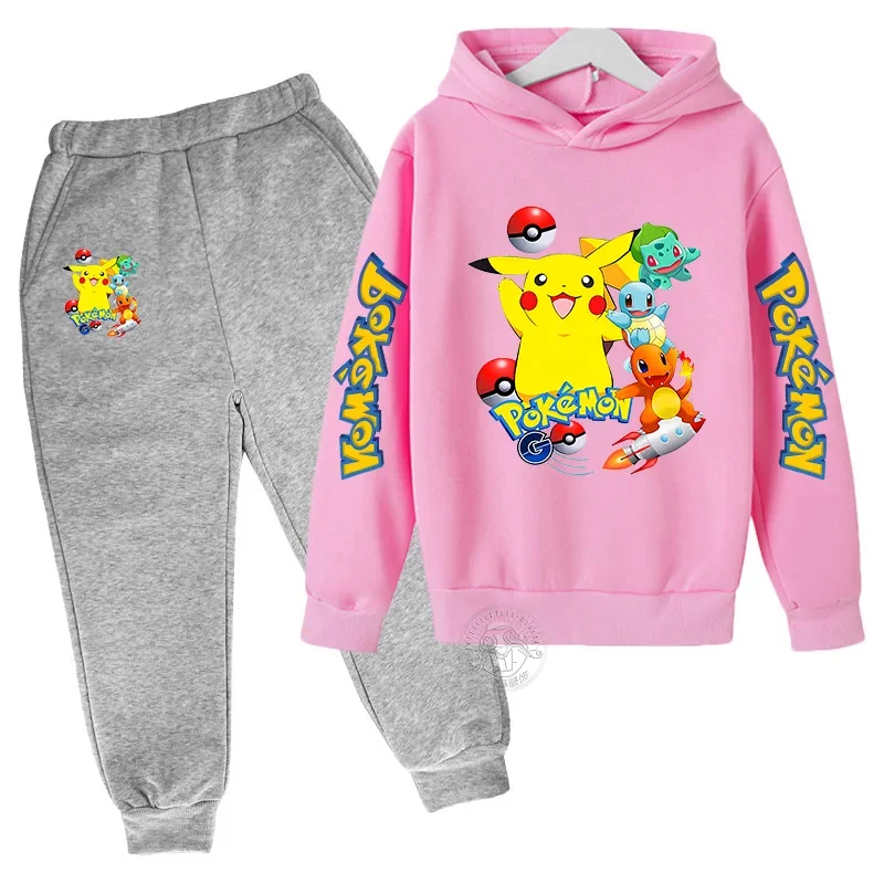 Jongens Pikachu Kinderen Lange Mouwen Outfits Kleding 3-14 Jaar Kindersets Baby Boy Casual Pokemon-Trainingspak Hoodie + Broek Sets