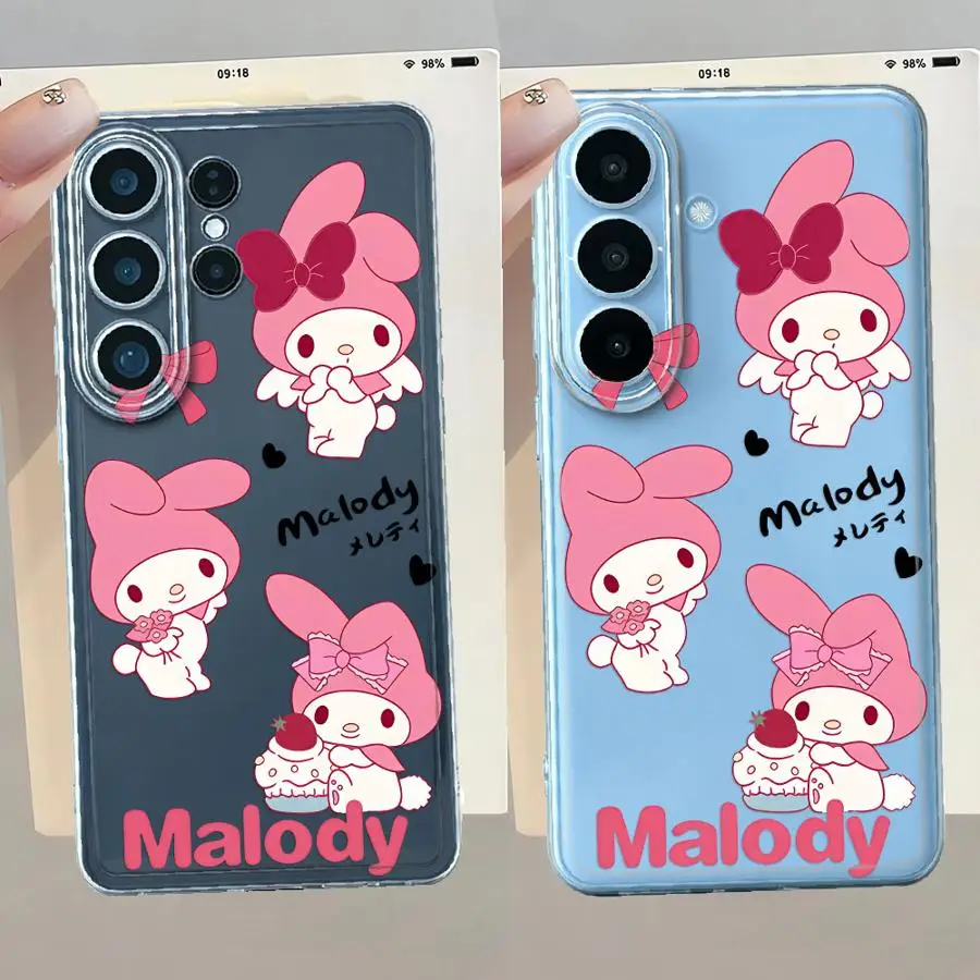 Cartoon Sanrio Melody Case for Samsung Galaxy S26 S20 Plus S23 Ultra S21 S22 FE S25 Edge Note 20 Ultra 10 S24 Phone Cover