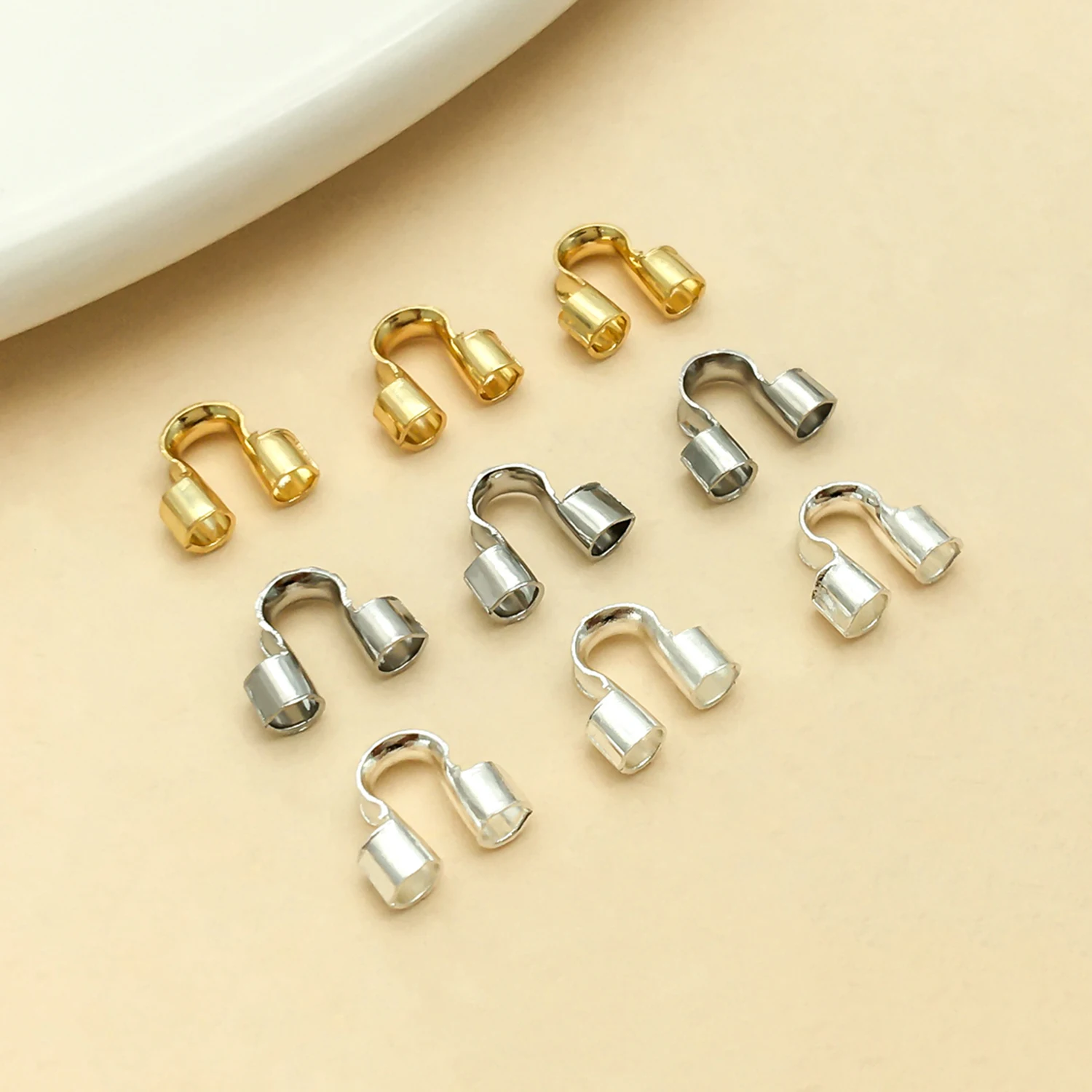 30-100pcs 18K Gold Plated Brass Wire Guard Guardian Protectors Loops U Shape Clasps Connector DIY Jewelry Making Accessories