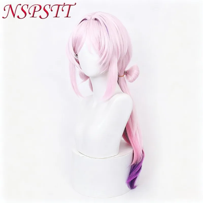 NSPSTT Genshin Impact Citlali Cos Wig Starry Night's Whispers Pink Purple Gradient Wig With Detachable Bow Realistic Scalp