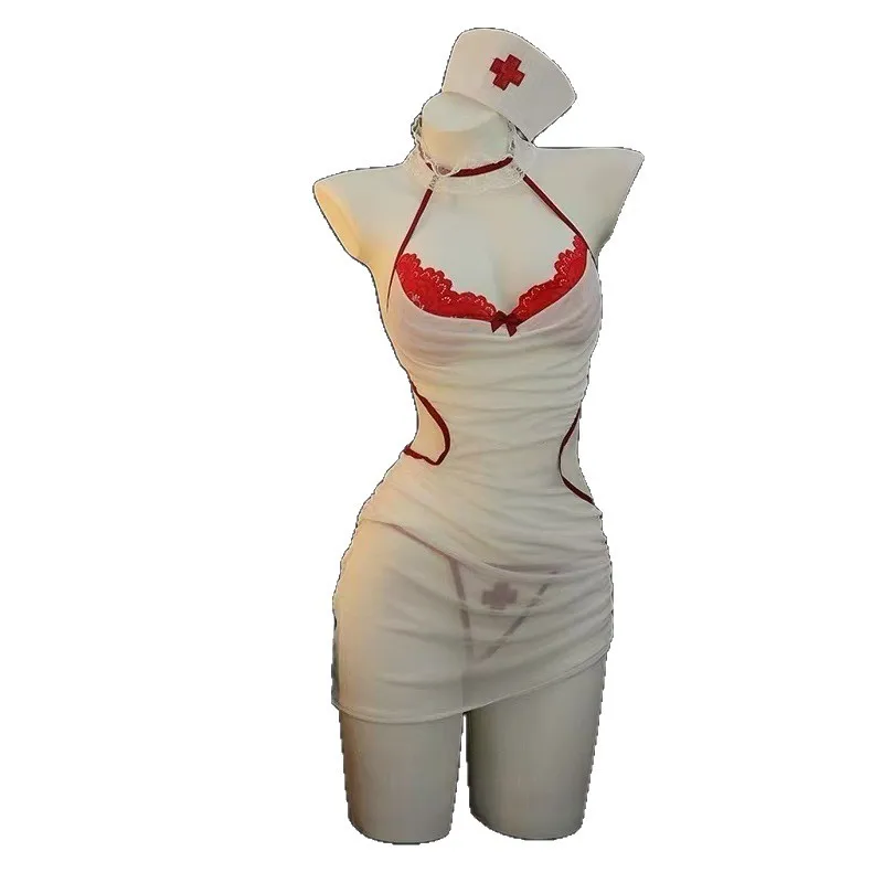 

New French Nurse Costume Babydoll Sexy Dress Pure Desire Role Playing Dress Sexy Lace Lingerie Sexi Cosplay