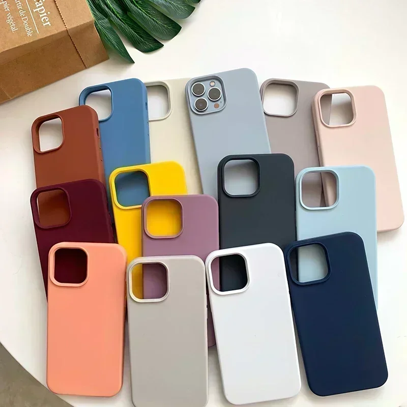 For iPhone 15 14 13 Pro Max Case Luxury Liquid Silicone Phone Case for iPhone 11 Pro Max X XR 7 8 14 Plus Camera Protection Case