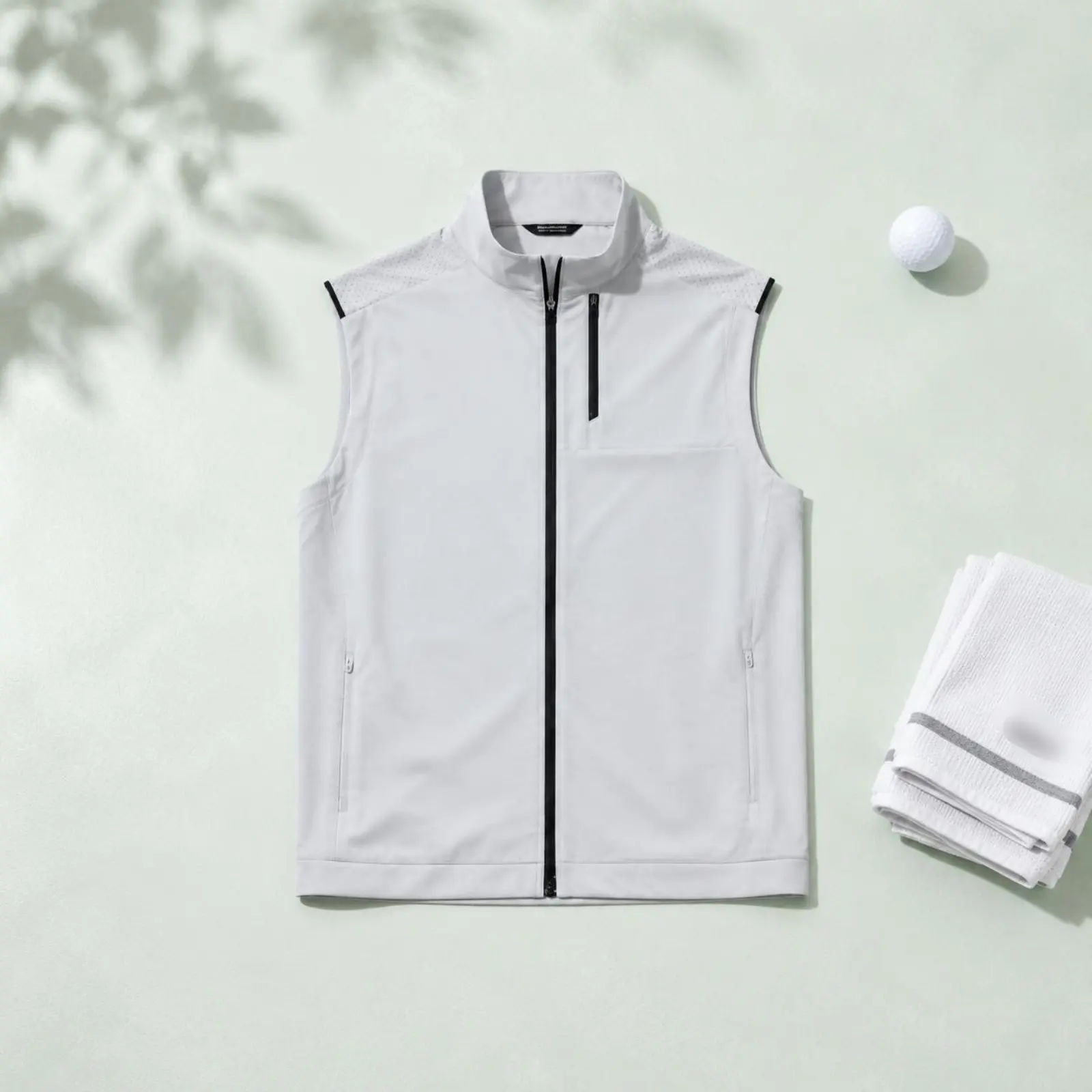 Lightweight Golf Vest Multi-Pocket Breathable Zip Vest Zippered Golf Waistcoat Quick Dry Outerwear Water-Resistant for Golfers