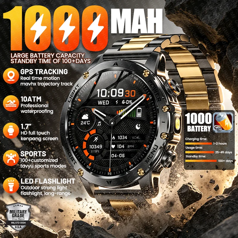 2026New Outdoor 1000mAh Super Large Battery Smart Watch GPS 