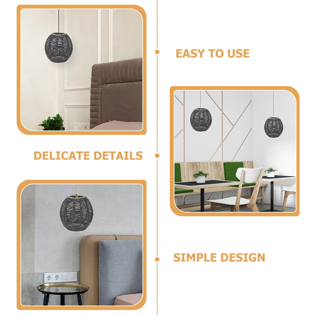 

2Pcs Paper Rope Lampshade Hanging Light Cover for Bedroom Hotel Bar Restaurant Modern Woven Pendant Lighting Accessories