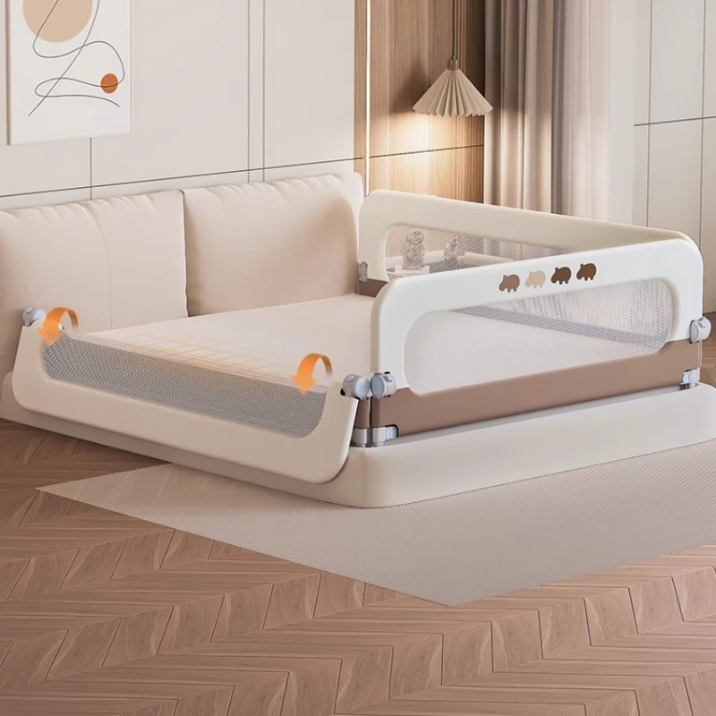 Lekka, przenośna bramka do łóżeczka dziecięcego z torbą do przenoszenia ‌   Odłączana poręcz podróżna z systemem szybkiego blokowania jednym przyciskiem