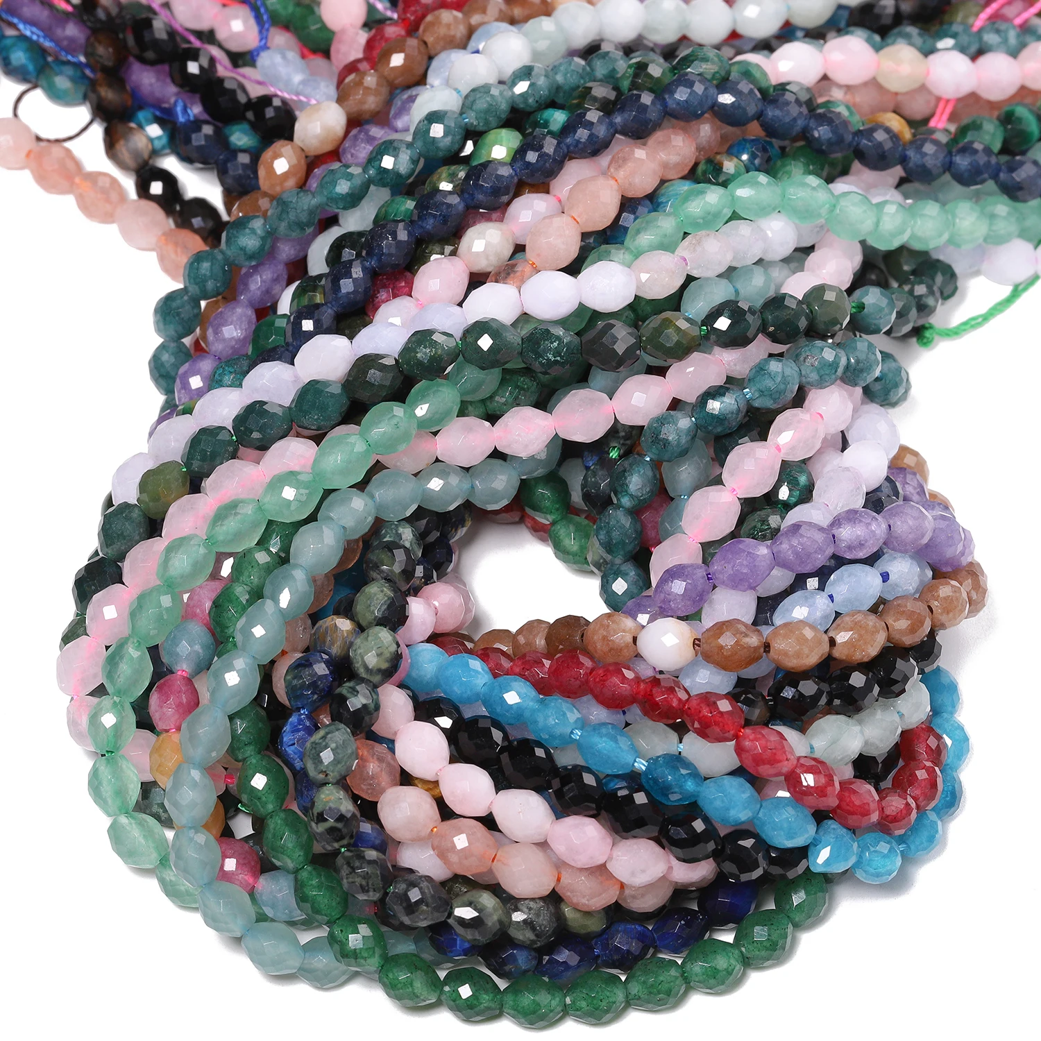 

5x6mm Natural Faceted Stone Beads Tiger Eye Agate Obsidian Chalcedony Spacer Beads for Jewelry Making DIY Bracelet Accessories