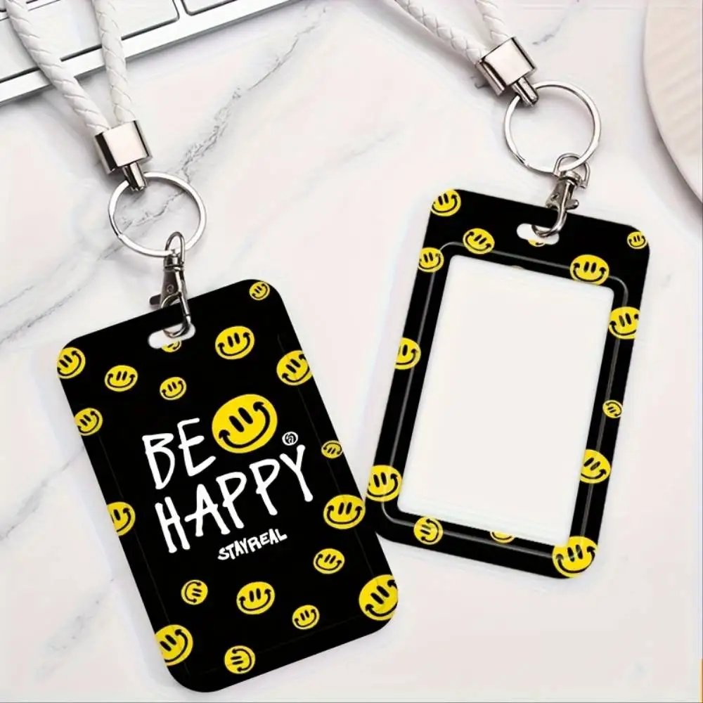 Be Happy Smiles ID Card Holder Plastic Badge Case For Doctor Nurse Student Employee ID Bank Access Card Christmas Gift Men Women