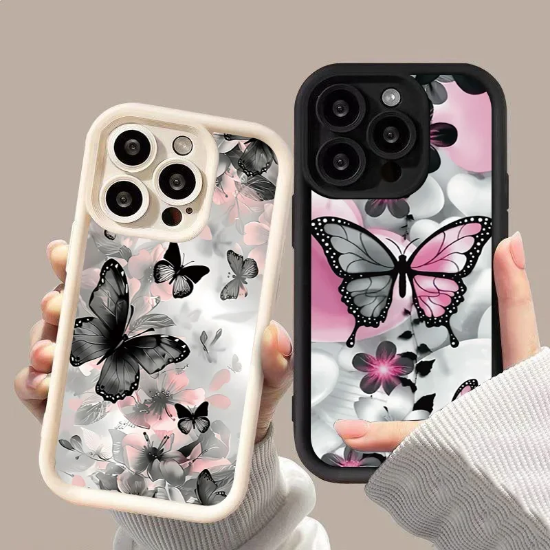 

Butterfly Print Anti-Drop Phone Case for IPhone 16 15 Pro Max 14 13 12 11 Pro Max Mini SE X XR XS Pro 16 7 8 Plus Silicone Cover