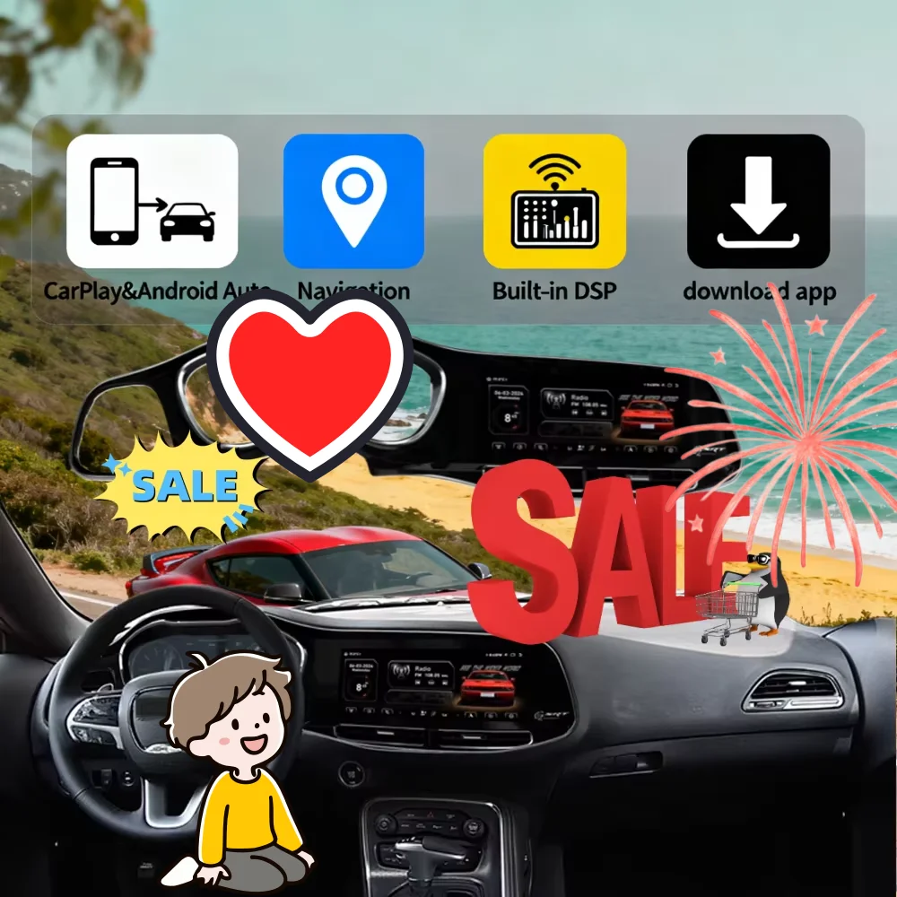 

12,3-дюймовый сенсорный ЖК-экран для Dodge Challenger Charger SRT Hellcat 2010-2023 Carplay Android автомобильный радиоприемник мультимедийный плеер GPS Navi