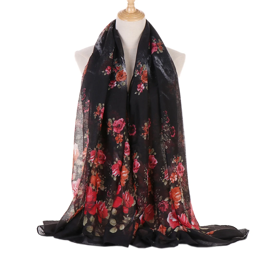 Women Muslim Hijab Turban Stoles Floral Scarf Print Scarves Bandanas Headband Pashmina Bufanda Foulard Turbante Mujer Shawl Wrap