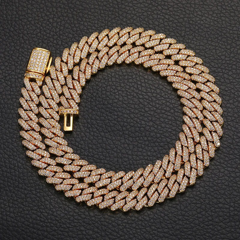 

Хит продаж: массивная цепочка Cuban Link с микроинкрустацией цирконами в стиле хип-хоп для рэперов, уличный аксессуар для ночного клуба