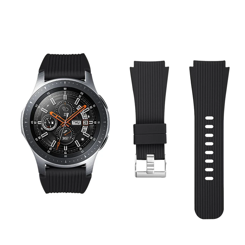 Bracciale compatibile con Samsung Galaxy Watch 46 mm silicone nero