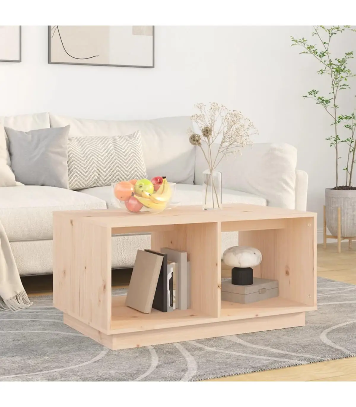 Pine solid wood coffee table 80x50x40 cm