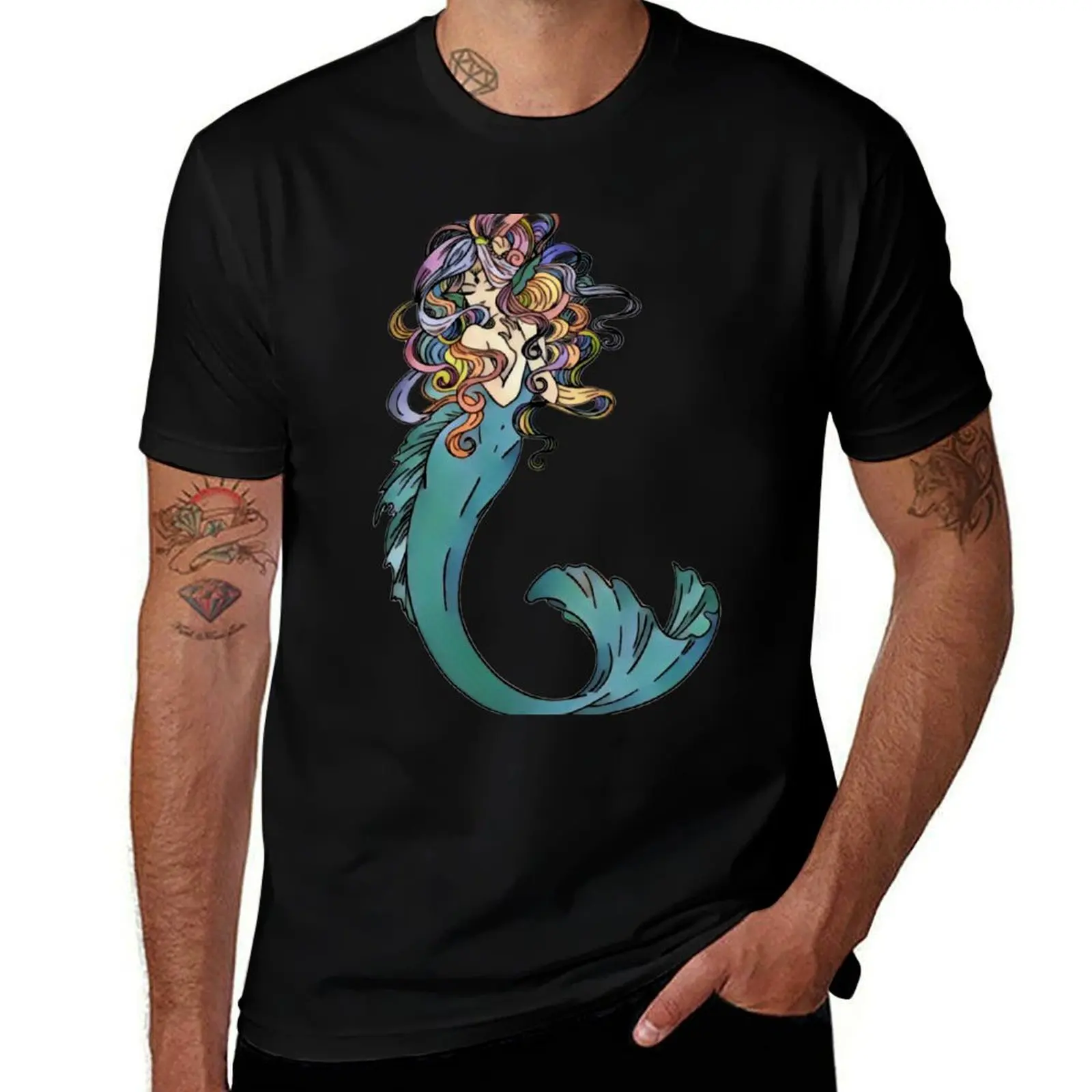 Colorful Mermaid Art T-Shirt Breathable Travel T-Shirt