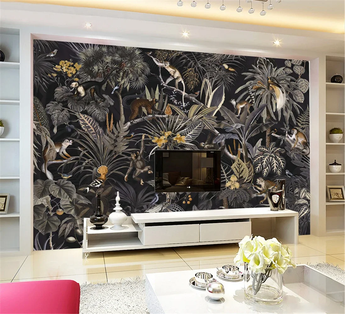 

Настенные обои с изображением обезьян и растений Юго-Восточной Азии, декор для гостиной, современные обои, художественные наклейки для стен, настенные покрытия, стикеры.