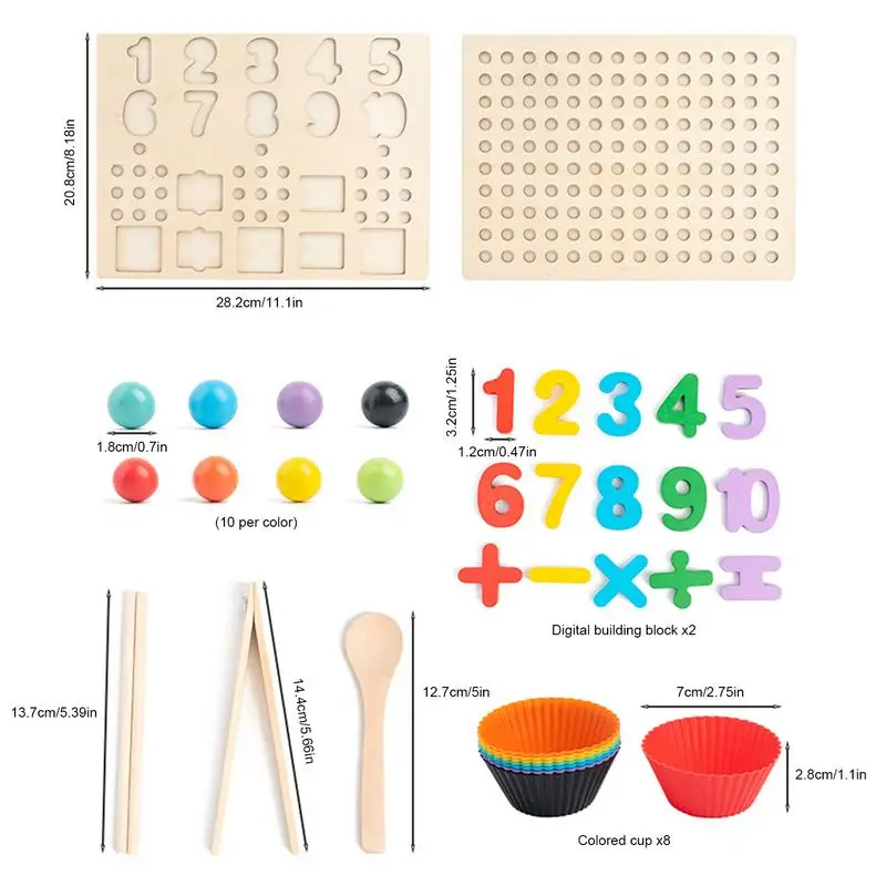 Rainbow Peg Board Bead Toys Early Learning Board Peg Board Clip Beads Game met bijpassende kom en pincet voor de kleuterschool