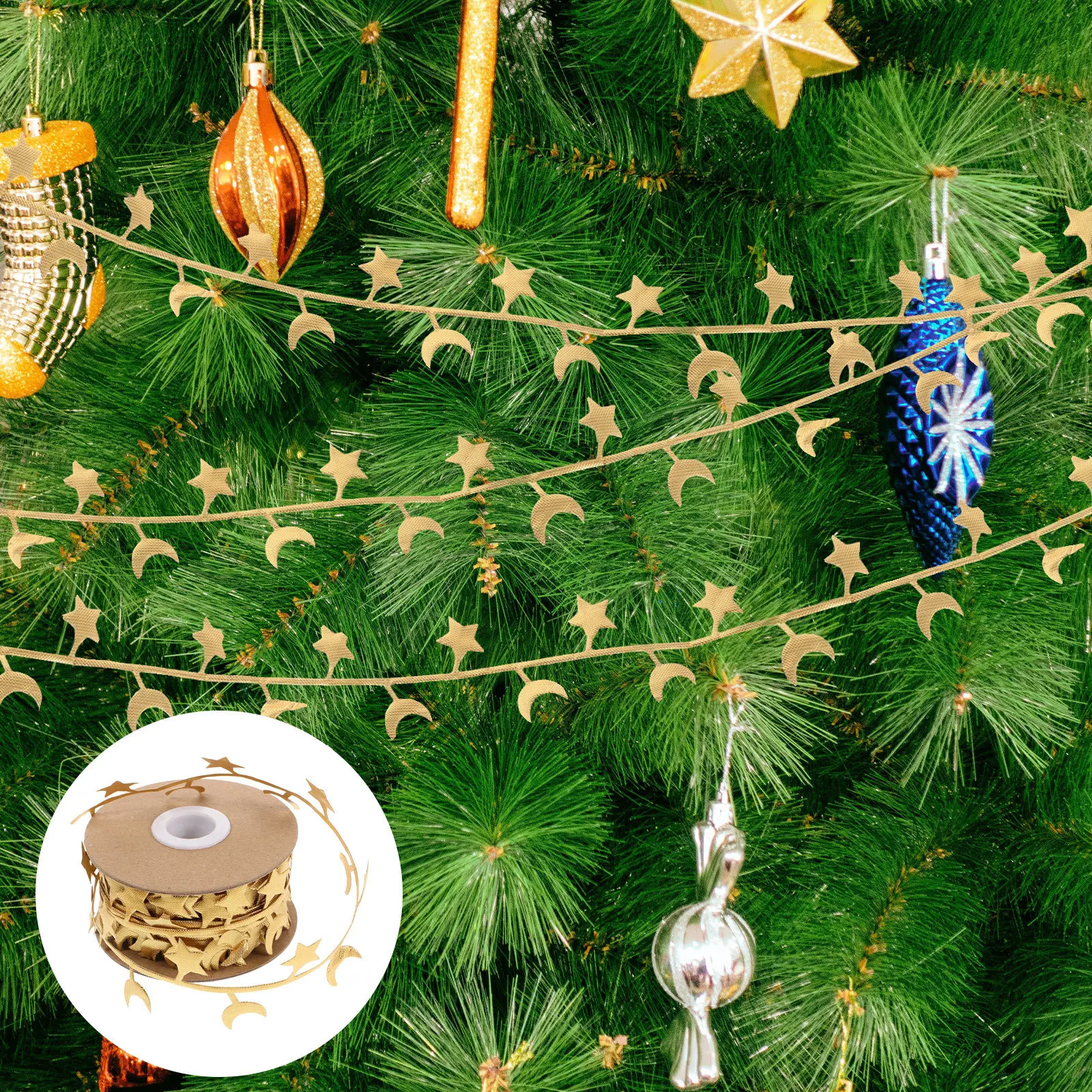 

1 Roll Star Moon Fabric Ribbon For Present Wrapping Wedding Decoration Christmas Party Diy Crafts Trim Scrapbook Supply