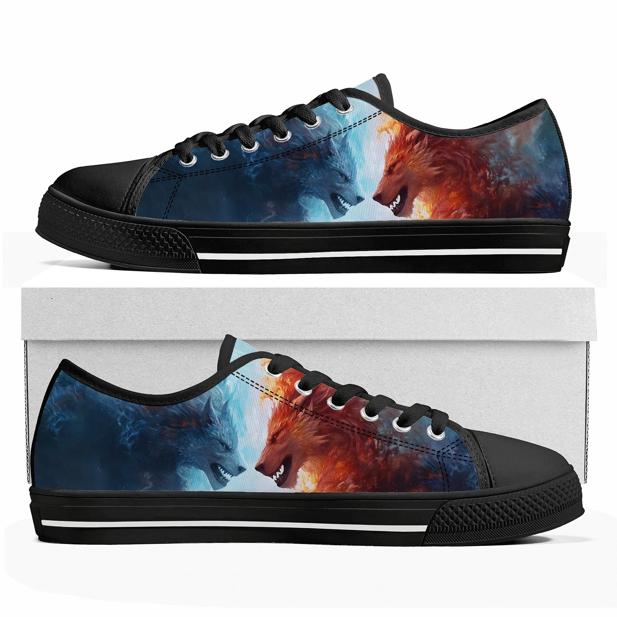 

Кроссовки Wolf Shoes Low Top: мужские, женские, подростковые, высококачественные, с принтом животных, из канваса, для пар, повседневные, с возможностью индивидуального дизайна (DIY)