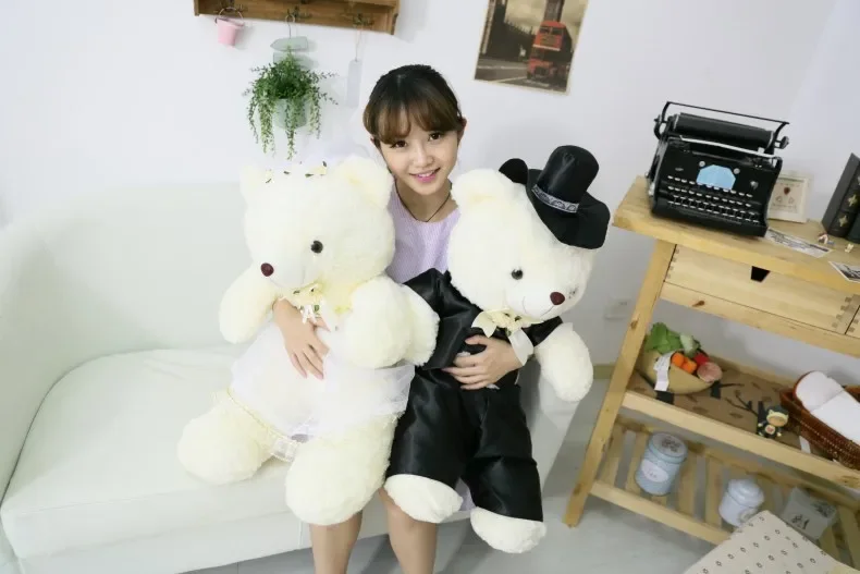 웨딩 베어 커플 봉제 장난감, 테디 베어 인형, 웨딩 선물, 곰 신부 및 신랑, 여자 크리스마스 선물, 20 cm, 40cm, 한 쌍당 2 개
