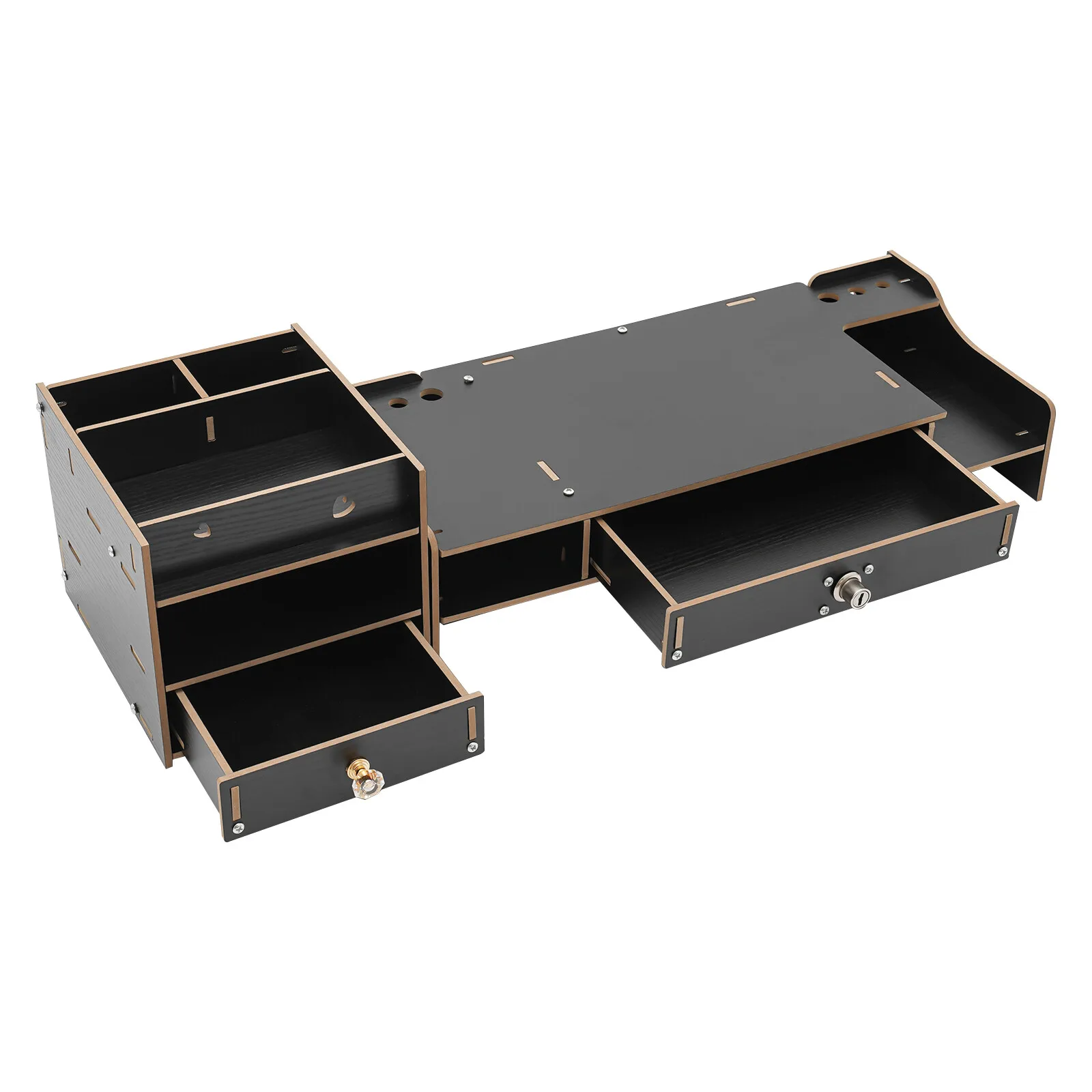 حامل شاشة سطح المكتب، حامل شاشة، حامل معزز لشاشة الكمبيوتر، لون خشب الكرز/أسود #6