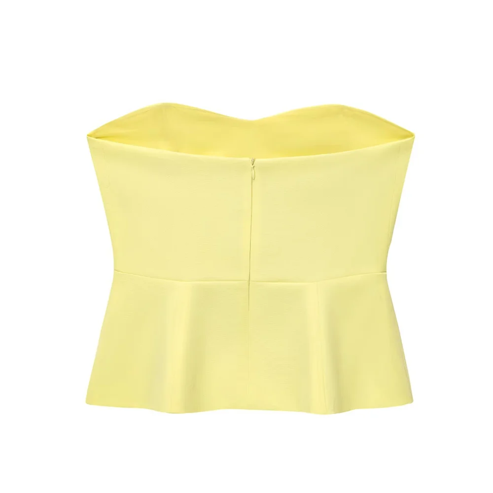 Taop&Za ผู้หญิงลําลองเอว cinched สั้นเกาะอกฤดูร้อนผลิตภัณฑ์ใหม่สีทึบกระโปรงจีบเอวสูง