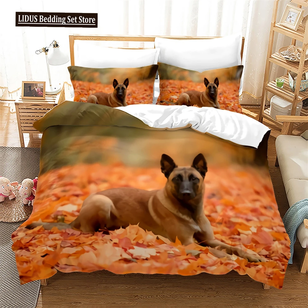 

Dog Duvet Cover Set 3D Print Gold Leaves Autumn King Queen Full Size Comforter Cover For Kids Boys Girls Polyester Bedding Set