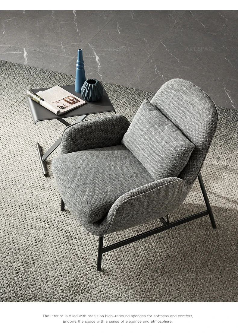 

Italian Sofa Single Nordic Modern Living Room Fabric Craft Leisure Study Chair