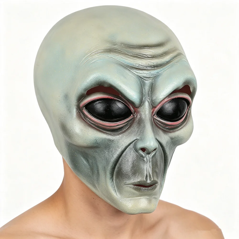 Realistische Alien-Gesichtsmasken Außerirdische Scherzmasken Lustige Halloween-Party-Cosplay-Maske – Detail 2
