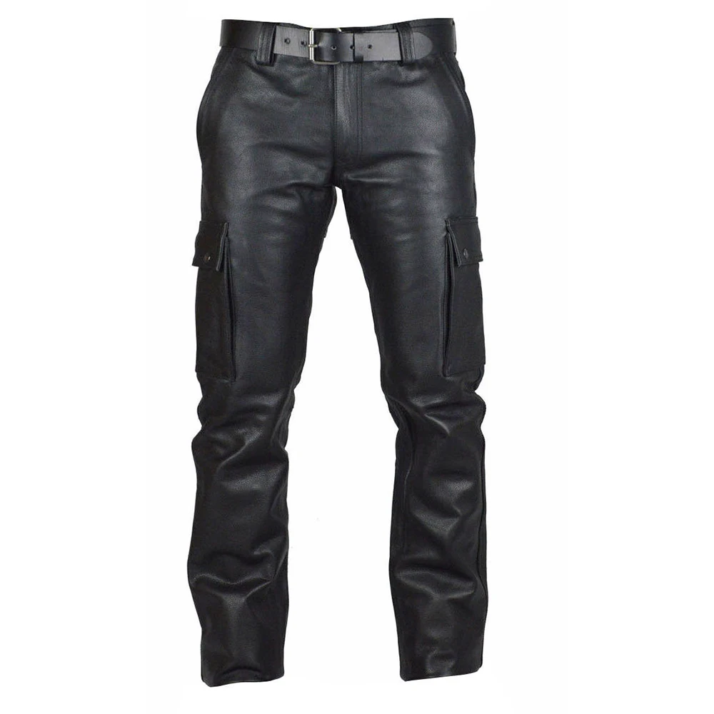 

Men Pants PU Leather Party Costume Pencil Pants Plus Size Fit Elastic Goth Hip Hop Motorcycle Trousers Punk Retro