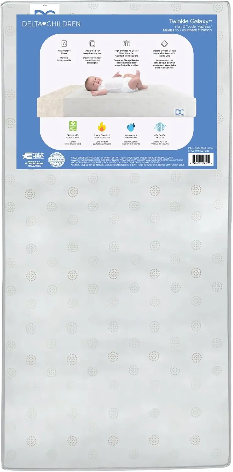 

Dual-Sided Crib & Toddler Mattress - Waterproof, Non-Toxic, GREENGUARD Gold Certified with 7-Year Warranty