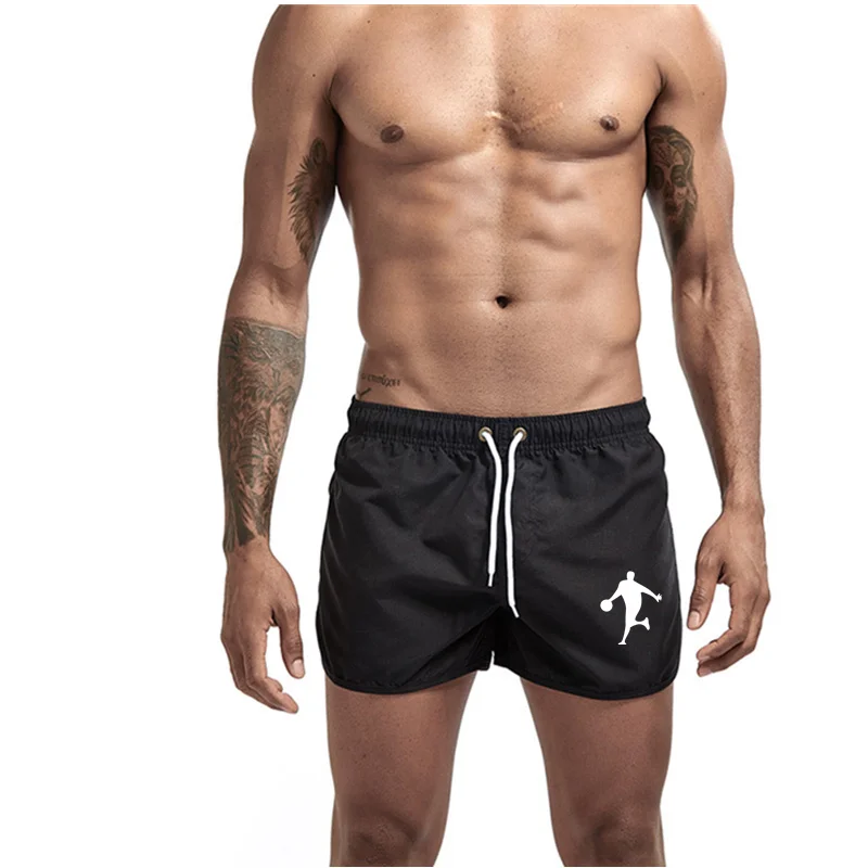 

Summer Bathing Quickly Dry Swimming Shorts Men Solid Color Breathable Mesh Liner Plus Size Swimsuit Elastic Waist Running Shorts