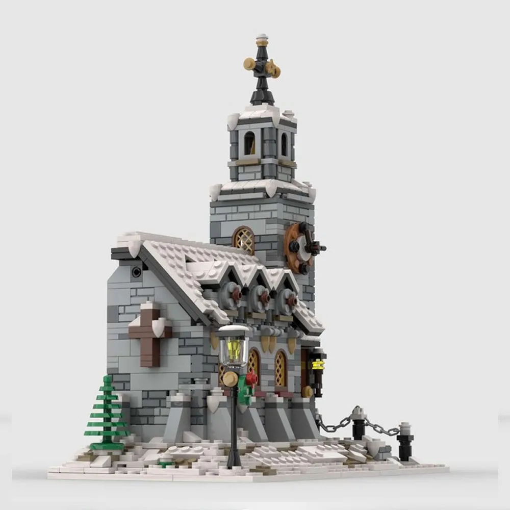 

1074PCS City Hot Selling Street View Moc Modular Little Winter Church DIY creative ideas Child Toy birthdayGift christmas Blocks